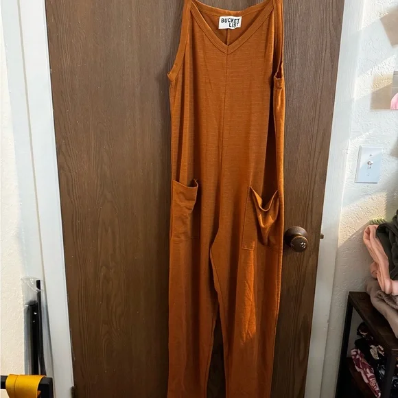 SOLD Three Bird Nest Maddie Harem Jumpsuit Rust - Picture 2 of 7